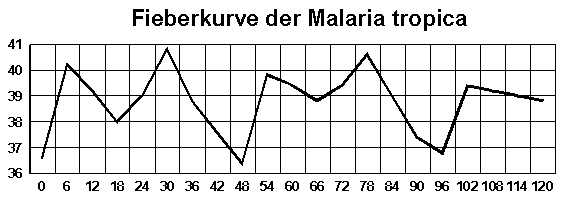 Fieberkurve der Malaria tropica